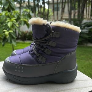 BearPaw Kids Purple and Gray Tundra Waterproof Winter Boots with Fur Lining